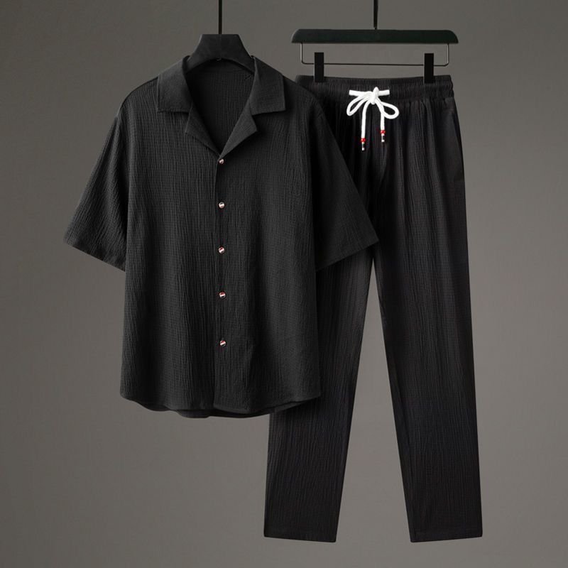 Casual Men's Sports High-end Half Sleeve Chinese Style Two-piece Set - Image 3