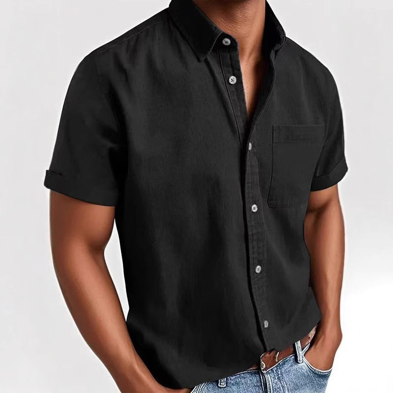 Single-breasted Shirt Men's Short Sleeve - Image 8